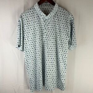 Swannies Golf Polo Mens Large Light Blue Novelty Print Anchor Beer Short Sleeve